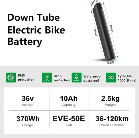 Yose Power 36V 10Ah Ebike Battery Eletric Bicycle Bike Down Tube Battery Reention Black Eagle Ebike Without Charger Compatible with AVENTON for Soltera.2/ Soltera.2 Step-Through in Kuwait