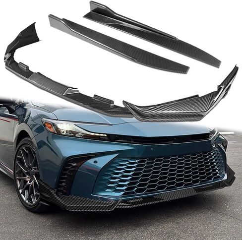 Q1-TECH، 5 قطع من الشفة الأمامية + تنورة جانبية Rocker Winglet Canard Diffuser Wing متوافق مع طراز 2025-2027 Toyota Camry SE/XSE، مقسم الشفة الأمامية ABS (أسود لامع) in Saudi Arabia