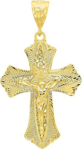 قلادة The Bling Factory كبيرة مقاس 39.5 مم × 5.3 سم مطلية بالذهب عيار 14 قيراطًا مزخرفة على شكل صليب باتونس in Kuwait