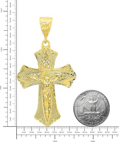 قلادة The Bling Factory كبيرة مقاس 39.5 مم × 5.3 سم مطلية بالذهب عيار 14 قيراطًا مزخرفة على شكل صليب باتونس in Kuwait