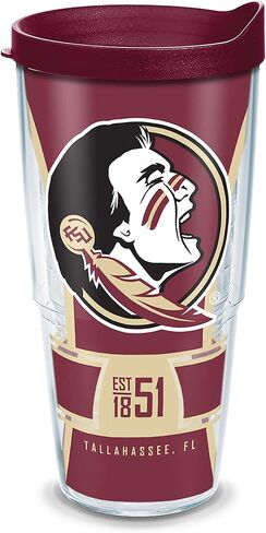 كوب Tervis مصنوع في الولايات المتحدة الأمريكية بجدار مزدوج من جامعة ولاية فلوريدا FSU سيمينول معزول يحافظ على المشروبات باردة وساخنة، 24oz، روحي in Saudi Arabia