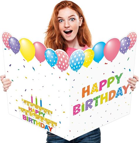 WNINK جامبو بطاقة عيد ميلاد كتاب الضيوف العملاق، بطاقة معايدة عيد ميلاد كبيرة جدًا مع مظروف للفتيات والأولاد والرجال والنساء لوازم حفلات أعياد الميلاد 22 × 14 بوصة in Kuwait