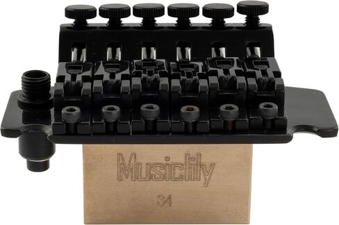 Musiclily Pro BL001 54 مم (2-1/8 بوصة) نظام جسر تريمولو بقفل مزدوج للجيتار مع كتلة نحاسية صلبة كاملة 34 مم لاستبدال الجيتار الكهربائي بنمط فلويد روز، أسود in Saudi Arabia