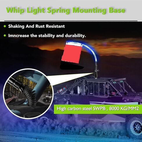 2Pcs LED Whip Light Spring Mounting Base for Polaris UTV ATV, Heavy Duty Quick Release Spring Mounting Base, for 2FT 3FT 4FT 5FT 6FT LED Whip Lamp in Saudi Arabia