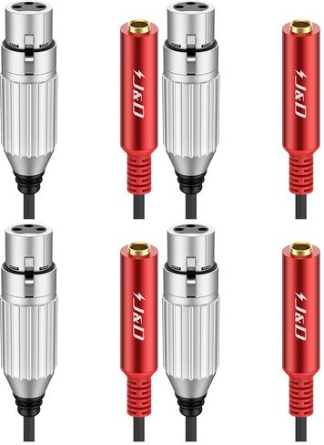 كابل J&D XLR إلى 1/4، محول صوت ستيريو أنثى XLR متوازن إلى 1/4 بوصة أنثى، كابل محول 3 Pin XLR إلى 6.35 مم TRS مع تجديل نايلون، 1 قدم / 30 سم، أحمر in Saudi Arabia