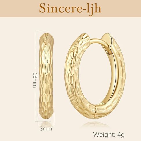 14K Gold Earrings for Women Gold Hoop Earrings for Women Hoop Earring for Womens Exquisite Textured Hoops Design Hoops Earring for Womens 18mm in Saudi Arabia