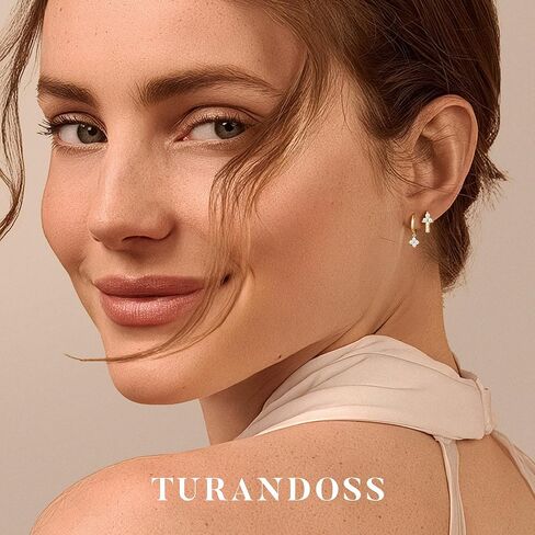 Turandoss Gold Hoop Earrings for Women, 14K Gold Plated Hypoallergenic CZ Earrings Hoop & Stud Earrings for Women, Cartilage Earring Stacks for Multiple Piercings in Saudi Arabia