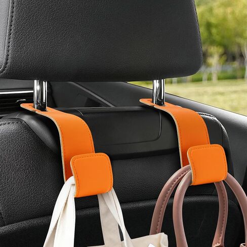 Leather Car Purse Hooks with Larger Strap Holder Purse Hook Purse Holder for car car seat Back Hooks Automotive seat Back Organizer headrest Hooks for Bags and Purse (Black, 2pcs) in Saudi Arabia