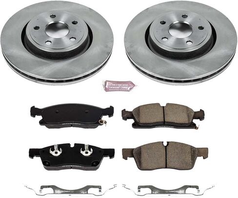 طقم فرامل أمامية PowerStop لسيارة Dodge Durango 2021-24 |Jeep Grand Cherokee 2016-21 |Grand Cherokee WK 2022 - استبدال دوارات القرص ووسادات الفرامل السيراميكية، KOE7133 in Kuwait