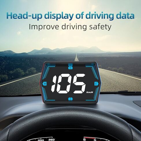 Dyno Racing GPS HUD Speedometer Heads-Up Digital Display Guage Speed,Compass,Overspeed Alarm with Rotary Suction Cup Holder USB Power in Saudi Arabia