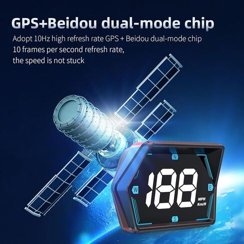 Dyno Racing GPS HUD Speedometer Heads-Up Digital Display Guage Speed,Compass,Overspeed Alarm with Rotary Suction Cup Holder USB Power in Saudi Arabia