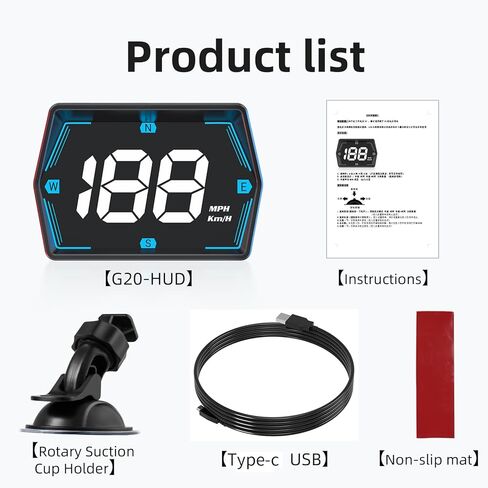 Dyno Racing GPS HUD Speedometer Heads-Up Digital Display Guage Speed,Compass,Overspeed Alarm with Rotary Suction Cup Holder USB Power in Saudi Arabia