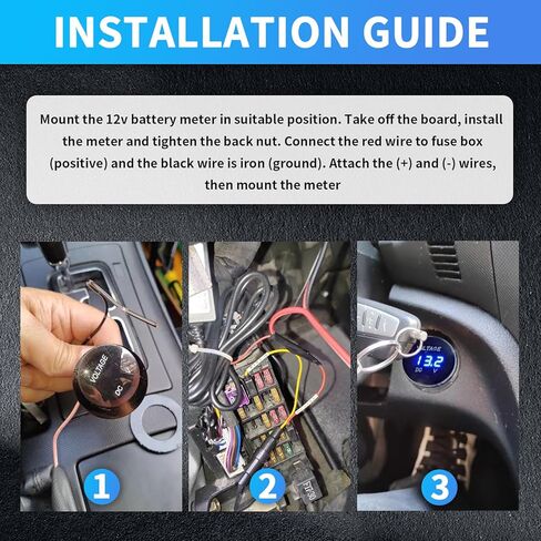 Volt Meter 12 Volt,LED Digital Display Car Battery Voltage Meter with 2PCS Insulated Terminals for Monitoring Batteries Voltage Status,Universal Battery Meters 12V for Car in Saudi Arabia