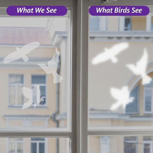 16PCS Window Decals for Bird Strikes, Anti-Collision Bird Clings for Glass Windows, Hummingbird Window Strike Prevention Stickers Films, Birds Deterrents for Outside, Glass Decorations in Kuwait