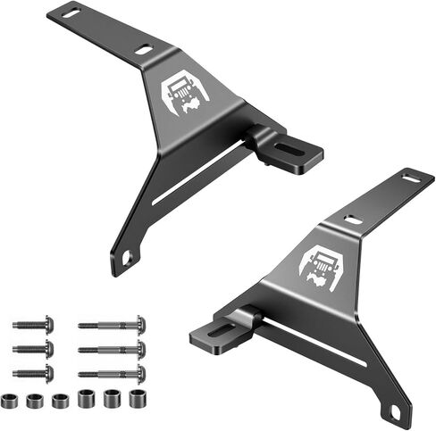 Double A-pillar Windshield Headlight Mounting Brackets Compatible with Jeep Wrangler JL JLU & Gladiator JT 2018-2025(1 Pair), (Not for Mojave and 392) (Black-2) in Saudi Arabia