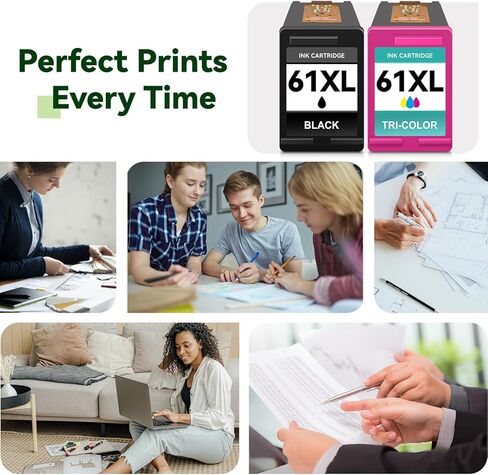 خراطيش حبر 61XL بديلة باللون الأسود لحزمة كومبو خرطوشة حبر 61 XL لطابعة Envy 5530 4500 4502 5535 Deskjet 2540 2541 3050 3510 OfficeJet 4630 4632 (أسود ثلاثي الألوان، عبوتان) in Kuwait