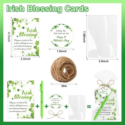 Auch 25 Sets St. Patrick’s Day Gifts Bulk, Employee Appreciation Shamrock Ballpoint Pens with Irish Blessing Tags,Irish Party Favors for Employee Appreciation, Classroom Rewards, Teachers in Saudi Arabia