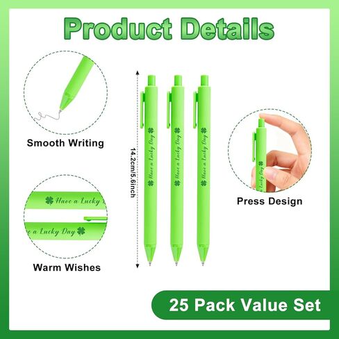 Auch 25 Sets St. Patrick’s Day Gifts Bulk, Employee Appreciation Shamrock Ballpoint Pens with Irish Blessing Tags,Irish Party Favors for Employee Appreciation, Classroom Rewards, Teachers in Saudi Arabia