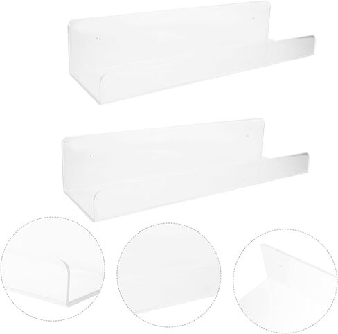Tofficu 2pcs Multi-Purpose Transparent Acrylic Wall-Mounted Book Rack for Home Office Stylish Storage for Books Photos and Collectibles in Saudi Arabia