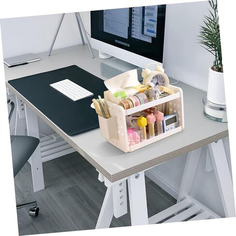 Multi-Functional Desk Organizer with Pen Holder Book Rack for Home Office and Dorm Storage Elegant White Design for Efficient Desktop Organization in Saudi Arabia