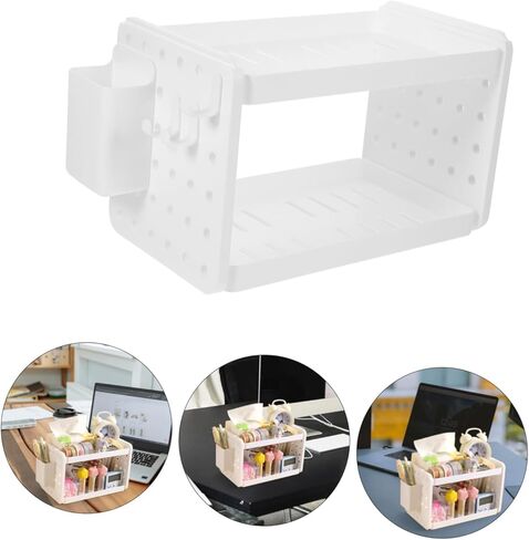 Multi-Functional Desk Organizer with Pen Holder Book Rack for Home Office and Dorm Storage Elegant White Design for Efficient Desktop Organization in Saudi Arabia