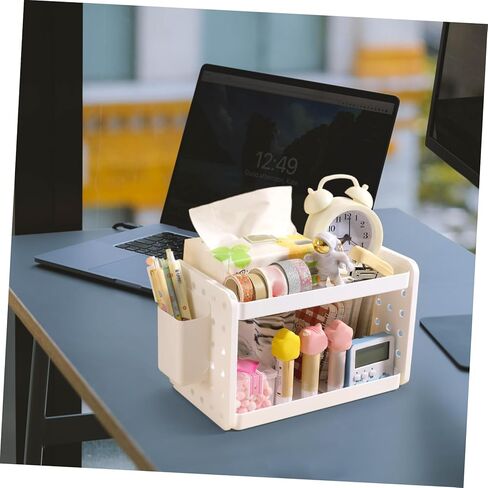 Multi-Functional Desk Organizer with Pen Holder Book Rack for Home Office and Dorm Storage Elegant White Design for Efficient Desktop Organization in Saudi Arabia