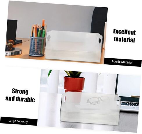 Lurrose 1Pc Transparent Multipurpose Acrylic Book Organizer Container for Home Office Classroom Large Storage Box for Books Magazines Newspapers and Documents in Saudi Arabia
