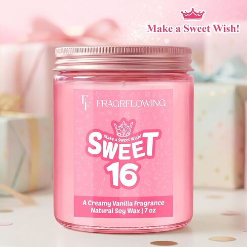 16 هدية حلوة للفتيات - شمع الصويا الطبيعي وشمعة معطرة بكريم الفانيليا للابنة والأخت وأفضل صديق زينة عيد ميلاد مضحكة in Kuwait