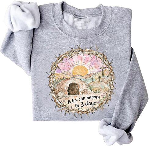 Empty Tomb Easter Sweatshirt A Lot Can Happen in 3 Days Sweatshirt Christian Jesus Sweatshirts in Saudi Arabia