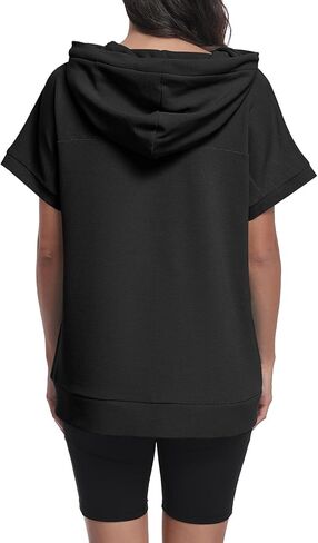Kimmery Travel Hoodie with Eye Mask Women Short Sleeve Oversized Sweatshirt Pullover with Pocket for Airplane Naps in Saudi Arabia