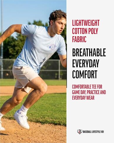 Baseball Lifestyle 101 Donut Tee for Men - White, Soft 60/40 Blend, Breathable, Side-Seamed T-Shirt, Adult Sizes S-XL in Kuwait