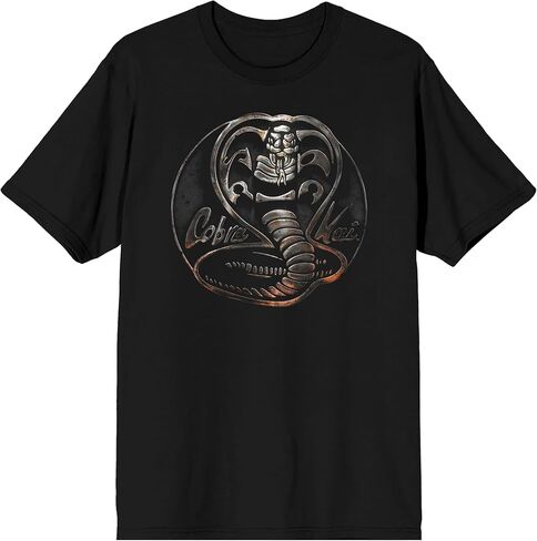 Cobra Kai Steel Cobra Logo Adult Black Crew Neck Short Sleeve T-Shirt in Saudi Arabia
