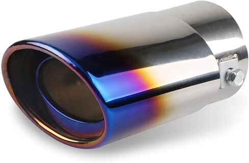 1 PC Stainless Steel Car Exhaust Tip, Blue Burnt 2.5" to 3.3" Exhaust Pipe, Fluid Dynamics Exhaust Tail Pipe Tips, Weld-On Muffler Tip with Chrome Finish, Universal Fit for Most Cars (Blue) in Saudi Arabia