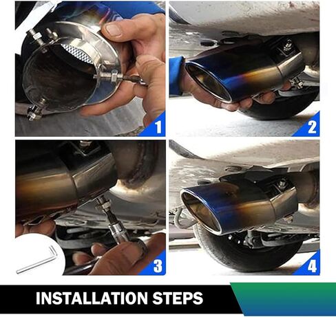 1 PC Stainless Steel Car Exhaust Tip, Blue Burnt 2.5" to 3.3" Exhaust Pipe, Fluid Dynamics Exhaust Tail Pipe Tips, Weld-On Muffler Tip with Chrome Finish, Universal Fit for Most Cars (Blue) in Saudi Arabia