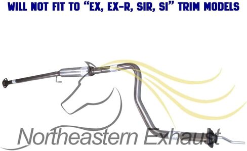Exhaust Resonator Pipe Compatible with Honda Civic 1996-2000 1.6L | Stainless Steel | Northeastern Exhaust | Free Clamp, Gaskets, Hangers and Spring Bolt Kit Included | Direct-Fit in Saudi Arabia