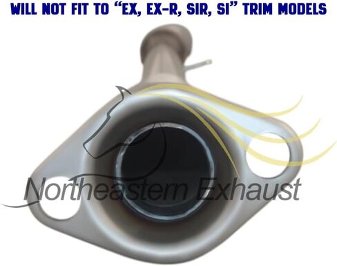 Exhaust Resonator Pipe Compatible with Honda Civic 1996-2000 1.6L | Stainless Steel | Northeastern Exhaust | Free Clamp, Gaskets, Hangers and Spring Bolt Kit Included | Direct-Fit in Saudi Arabia