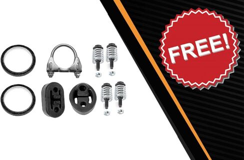 Exhaust Resonator Pipe Compatible with Honda Civic 1996-2000 1.6L | Stainless Steel | Northeastern Exhaust | Free Clamp, Gaskets, Hangers and Spring Bolt Kit Included | Direct-Fit in Saudi Arabia