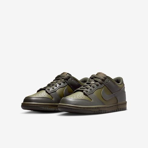 Nike Dunk Low Big Kids' Shoes (Cargo Khaki/Sequoia/University Red) in Saudi Arabia