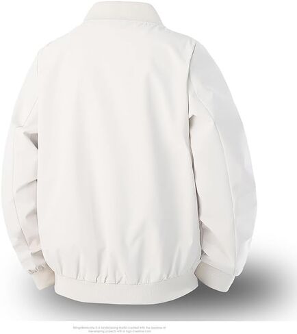 Bomber Jacket for Men Casual Full Zip Ribbed Collar Cuff Hem Lightweight Outerwear Smooth Fabric Side Pockets Relaxed Fit in Saudi Arabia