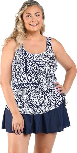 Maxine of Hollywood Womens Scoop Neck Faux Tankini Swim Dress One Piece in Saudi Arabia