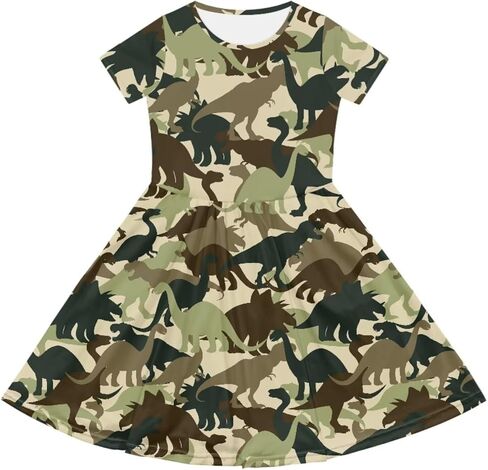 Dresses for Girls 2-14 Kids Summer Beach Dresses Casual Skater Dress Holiday Party Midi A-Line in Kuwait