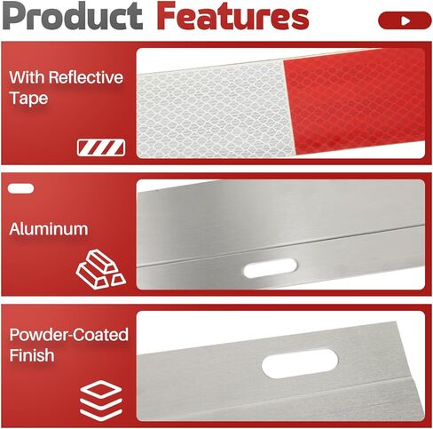 24"x3" Mud Flap Reflector Compatible with Semi Truck and Semi Trailer W/Reflective Tape Aluminum Silvery Pair Mud Flap Hanger in Saudi Arabia