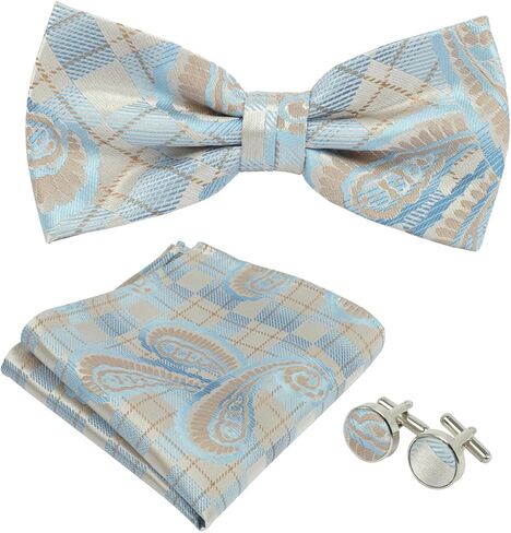 Bow Ties for Men Paisley Pre-tied Bowtie Pocket Square Cufflinks Set Classic Woven Formal Wedding Tuxedo Party in Saudi Arabia