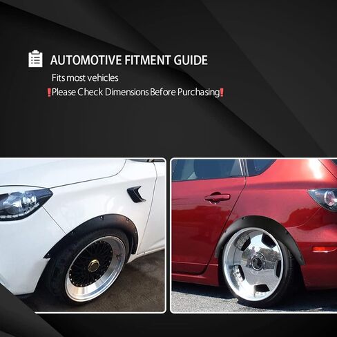 AUTOZENSATION Flares Black Durable Extra Wide Body Kit Wheel, 4PC Front + Rear Universal Flexible Car Fender in Saudi Arabia