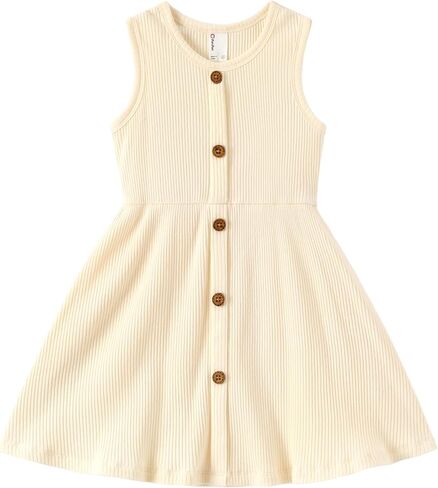 PATPAT Baby & Toddler Girl Ribbed Knit Cotton Dress – Versatile Sleeveless Summer Tank & Long Sleeve Fall Dress, Sizes 3M–6Y in Kuwait