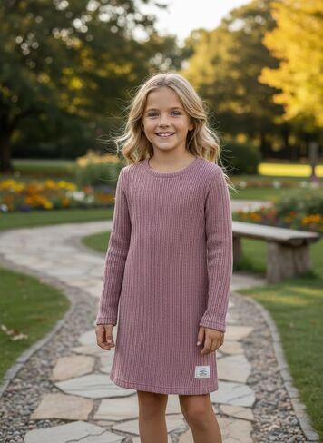 Girls Sweater Dresses 3 Packs Long Sleeve Kid Ribbed Knit Casual Dress Pullover Solid Fall Winter Dress for 8-12Y in Kuwait