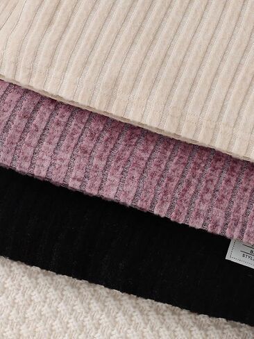 Girls Sweater Dresses 3 Packs Long Sleeve Kid Ribbed Knit Casual Dress Pullover Solid Fall Winter Dress for 8-12Y in Kuwait