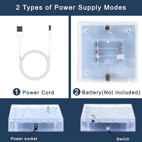 LARDUX قاعدة ضوء LED مربعة مع جهاز تحكم عن بعد - 5 بوصة متعددة الألوان عرض قاعدة ضوء قاعدة لمزهرية برج Effiel قاعدة فن الزجاج الكريستالي LED - شحن USB أو بطارية تعمل بالطاقة in Kuwait
