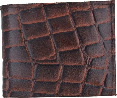MEN'S GENUINE LEATHER BIFOLD SIMULATED CROCODILE SKIN PRINT WALLET in Saudi Arabia