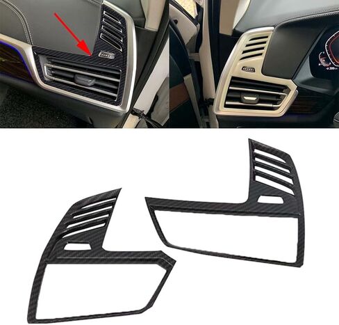 حافة فتحة التهوية الأمامية للوحة القيادة لسيارة BMW X5 G05 (2019-2022) من RichVibe - غطاء منفذ داخلي من ألياف الكربون، زوج مع دعم، متوافق مع LHD in Kuwait